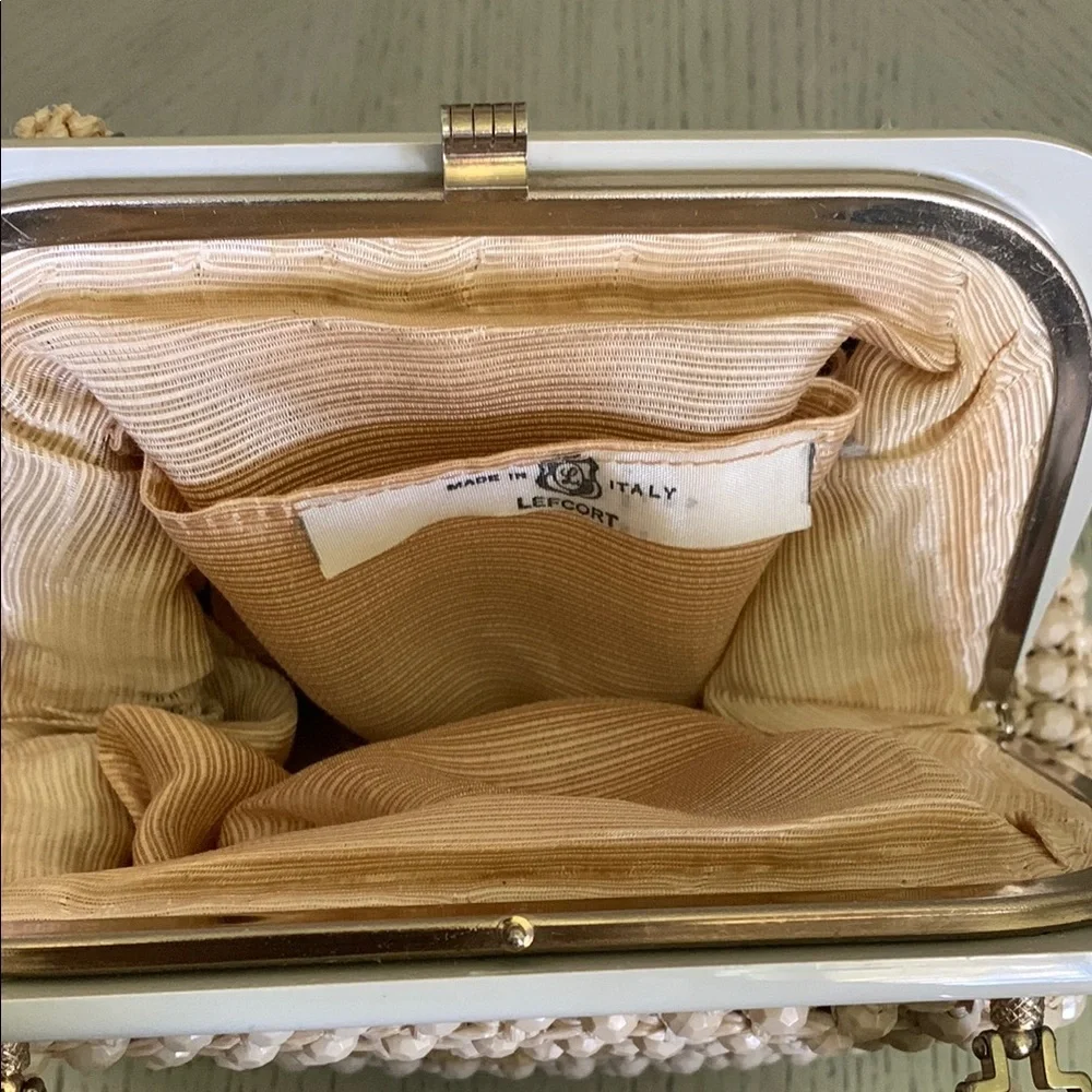 Vintage LEFCORT Elegant Cream Beaded Handbag - Picture 7 of 16